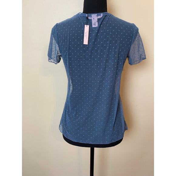 victoria’s secret mesh blue short sleeve t-shirt xs blouse NWT - Picture 3 of 5